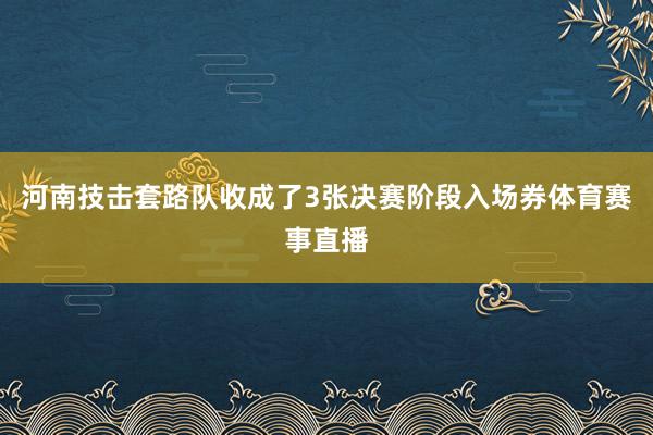 河南技击套路队收成了3张决赛阶段入场券体育赛事直播