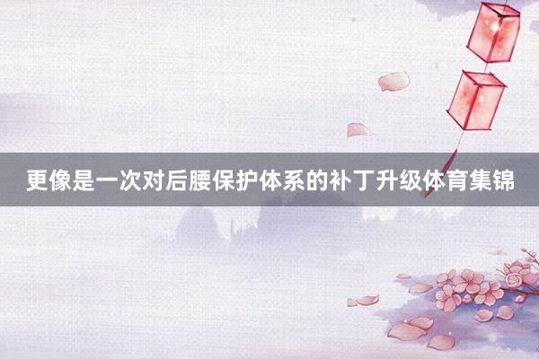 更像是一次对后腰保护体系的补丁升级体育集锦