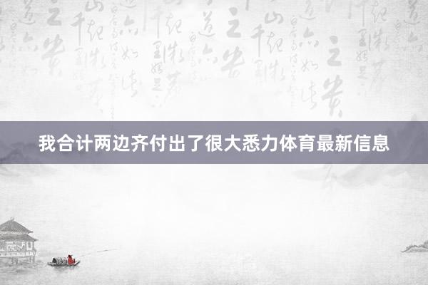 我合计两边齐付出了很大悉力体育最新信息